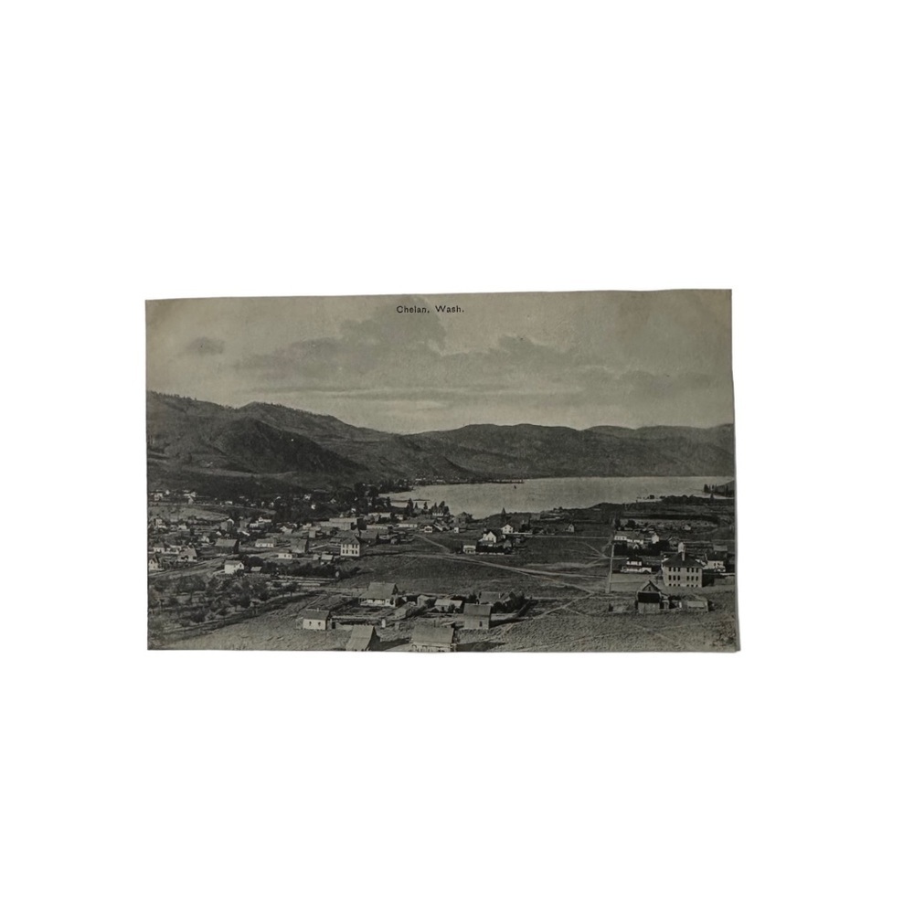 Vtg 1910s Postcard Lake Chelan Washington WA Ariel View Community Agriculture